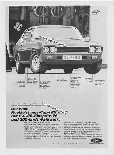 Ford-Capri-RS2600-1970-Reklame-Werbung-genuine Advertising - nl-Versandhandel