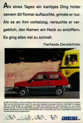 FIAT-PANDA-5,7L-1980-Reklame-Werbung-genuine Advert-La publicité-nl-Versand