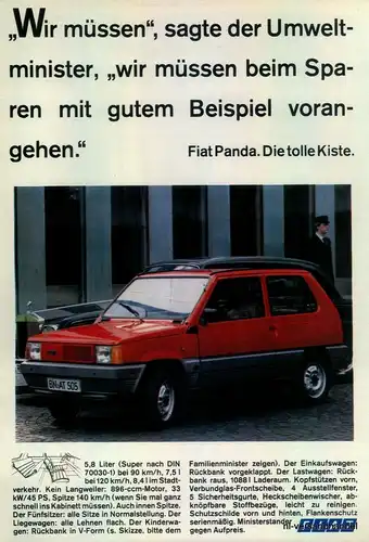 FIAT-PANDA-140km/h-1980-Reklame-Werbung-genuine Advert-La publicité-nl-Versand