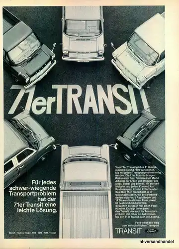 FORD-TRANS IT-1971-Reklame-Werbung-genuine Advert-La publicité-nl-Versandhandel