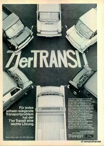 FORD-TRANSIT-LEASING-1971-Reklame-Werbung-genuine Advert-La publicité-nl-Versand