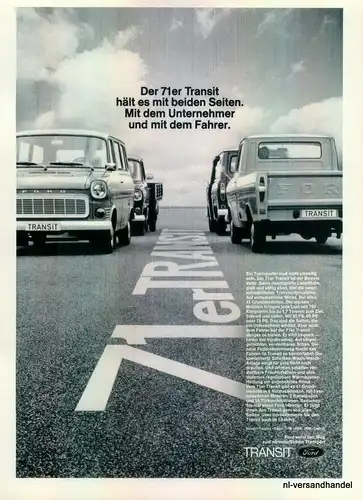 FORD-71-TRANSIT-´71-Reklame-Werbung-genuine Advert-La publicité-nl-Versandhandel