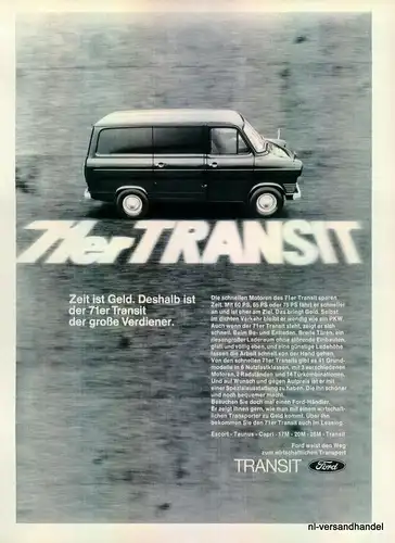 FORD-TRANSIT-1971-Reklame-Werbung-genuine Advert-La publicité-nl-Versandhandel