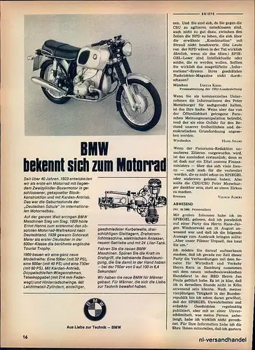 BMW-R75-R60-1969-Reklame-Werbung-genuine Advert-La publicité-nl-Versandhandel