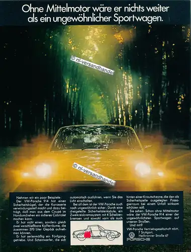 VW-Porsche-914-1971-Reklame-Werbung-genuine Advertising - nl-Versandhandel