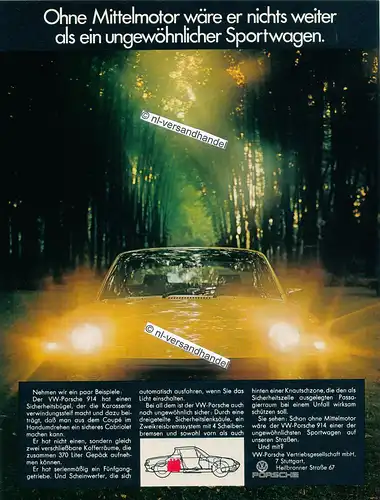 VW-Porsche-914-1971-Reklame-Werbung-genuine Advertising - nl-Versandhandel 