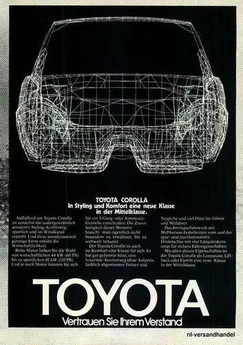 TOYOTA-COROLLA-6-1981-Reklame-Werbung-genuine Ad-La publicité-nl-Versandhandel 