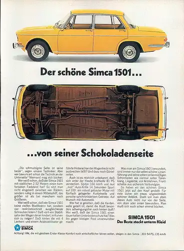 Simca-1501-1969-Reklame-Werbung-genuine Advert-La publicité-nl-Versandhandel