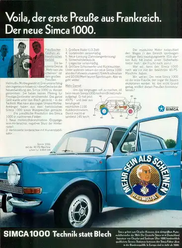 Simca-1000-II-1969-Reklame-Werbung-genuine Advert-La publicité-nl-Versandhandel