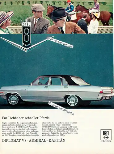 Opel-DiplomatV8-1967-Reklame-Werbung-genuine Advertising - nl-Versandhandel