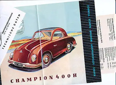 Champion - 400 H - Prospekt  - Preisliste -1953  -  Deutsch –   nl-Versandhandel