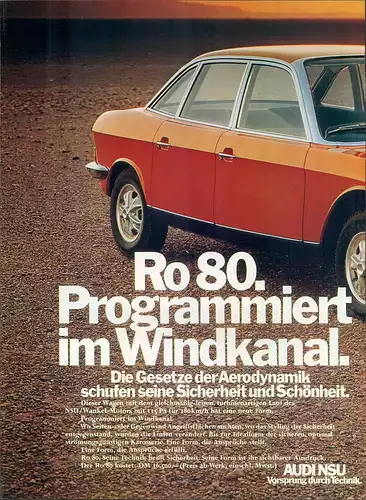 NSU-Ro80-I-1971-Reklame-Werbung-genuine Advert-La publicité-nl-Versandhandel