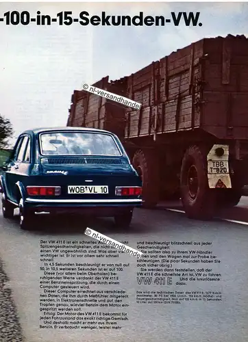 VW-411E-1969-Reklame-Werbung-genuine Advertising - nl-Versandhandel 