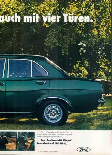 Ford-Escort-II-1969-Reklame-Werbung-genuine Advert-La publicité-nl-Versandhandel