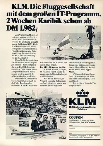 KLM-Air-1976-Reklame-Werbung-airline print ad-Aerolíneas Publicidad