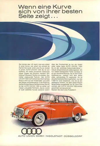 Auto Union-1000-1960-Reklame-Werbung-vintage print ad-Publicidad