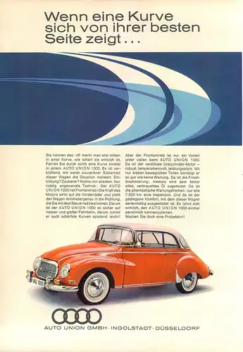 Auto Union-1000-1960-Reklame-Werbung-vintage print ad-Publicidad 