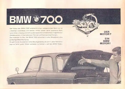 BMW-700-1960-Reklame-Werbung-vintage print ad-Publicidad