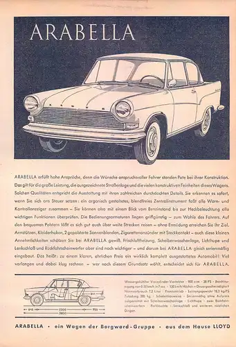 Borgward-Arabella-1960-II-Reklame-Werbung-vintage print ad-Publicidad 