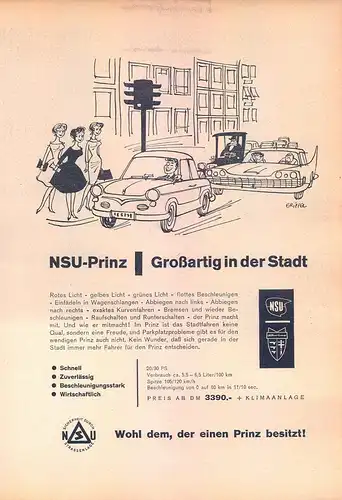 NSU-Prinz-1960-Reklame-Werbung-vintage print ad-Publicidad