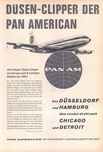 Pan American-DC-8C-Chicago-1960-Reklame-Werbung-vintage print ad-Publicidad