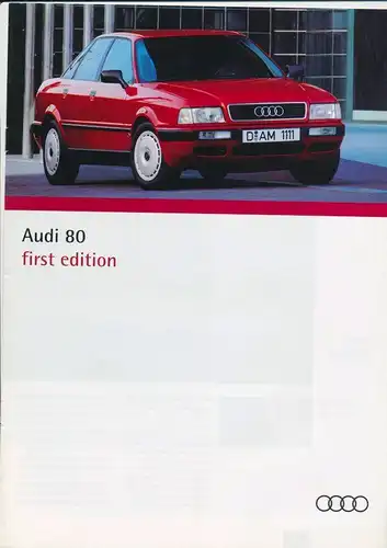 Audi 80 - first edition - Prospekt  -  Preisliste  -  August 1993