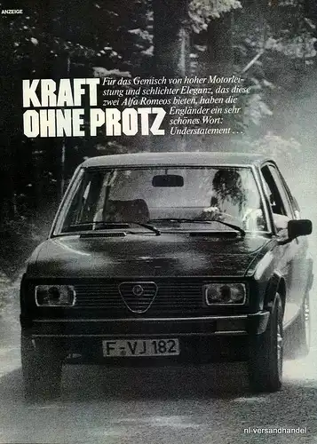 ALFA ROMEO-KRAFT-1981-Reklame-Werbung-genuine Ad-La publicité-nl-Versandhandel 
