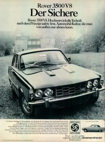 ROVER-3500-V8-1971-Reklame-Werbung-genuine Advert-La publicité-nl-Versandhandel