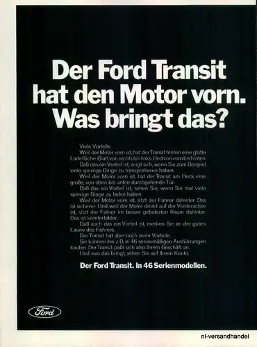FORD-Transit-MOTOR-´68-Reklame-Werbung-genuine Ad-La publicité-nl-Versandhandel