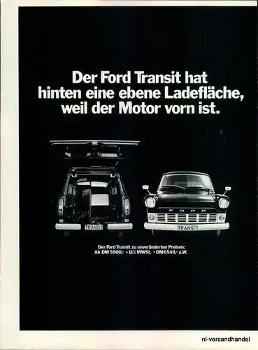 FORD-TRANSIT-MOTOR-´68-Reklame-Werbung-genuine Ad-La publicité-nl-Versandhandel