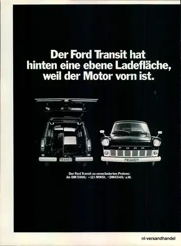 FORD-TRANSIT-MOTOR-´68-Reklame-Werbung-genuine Ad-La publicité-nl-Versandhandel 
