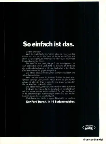 FORD-TRANSIT-MOTOR-´68-Reklame-Werbung-genuine Ad-La publicité-nl-Versandhandel