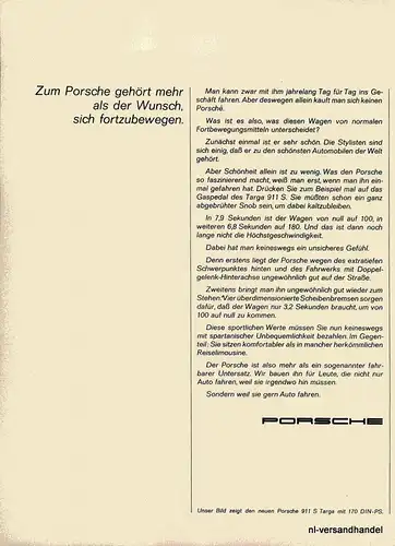 PORSCHE-911s-1968-Reklame-Werbung-genuine Ad-La publicité-nl-Versandhandel