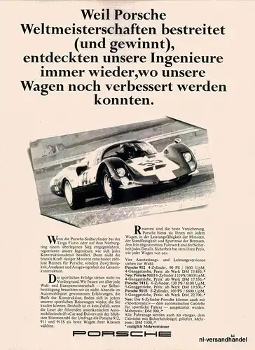 PORSCHE-911S-1968-Reklame-Werbung-genuine Ad-La publicité-nl-Versandhandel