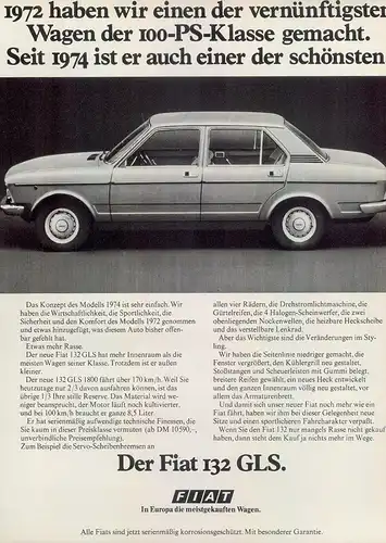 Fiat-132-GLS-1974-Reklame-Werbung-vintage print ad-Vintage Publicidad