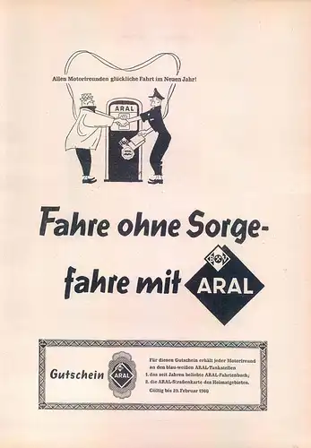 Aral-1959-Benzin-Reklame-Werbung-vintage petrol print ad-Vintage Publicidad