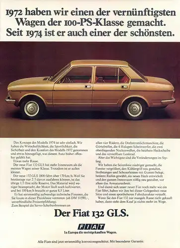 Fiat-132-GLS-1974-Reklame-Werbung-vintage print ad-Vintage Publicidad