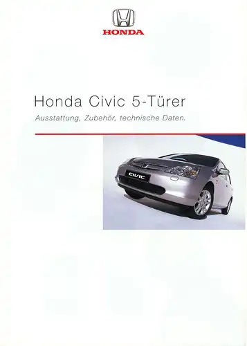 Honda - Civic - 5 Türer - Prospekt - 03/2001 - Deutsch - nl-Versandhandel