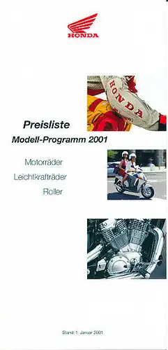 Honda - Motorrad-Programm - Preisliste - 2001 - Deutsch - nl-Versandhandel