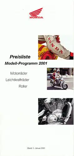 Honda - Motorrad-Programm - Preisliste - 2001 - Deutsch - nl-Versandhandel