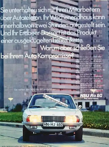 NSU-RO80-1969-Reklame-Werbung-genuine Advertising-nl-Versandhandel 
