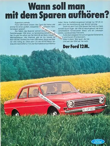 Ford-12M-1967-Reklame-Werbung-genuine Advertising - nl-Versandhandel 
