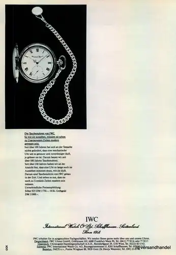 IWC-TASCHENUHR-1981-Reklame-Werbung-genuine Advert-La publicité-nl-Versandhandel