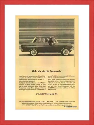 OPEL-KADETT-1965-Reklame-Werbung-genuine Ad-La publicité-nl-Versandhandel