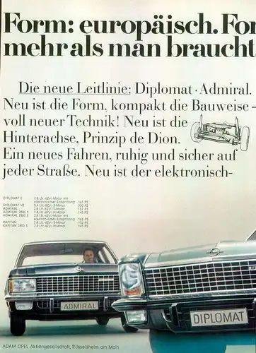 Opel-Admiral-1969-Reklame-Werbung-genuine Advert-La publicité-nl-Versandhandel