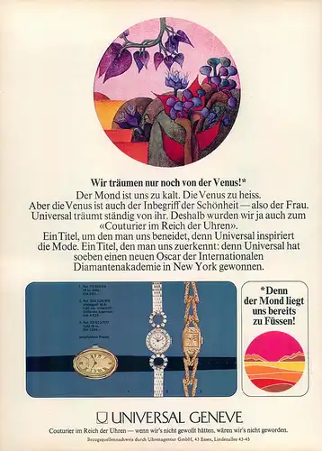 Universal-Geneve-1969-Reklame-Werbung-vintage watch-print ad-Publicidad Reloj