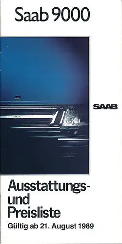 Saab - 9000 - Preisliste  - 08/1989 - Deutsch - nl-Versandhandel