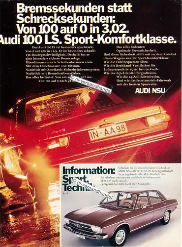 Audi-100-1970-Reklame-Werbung-genuine Advertising-nl-Versandhandel