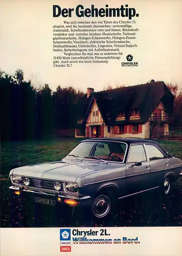 Chrysler-Simca-2-Liter-1975-Reklame-Werbung-genuineAdvertising-nl-Versandhandel