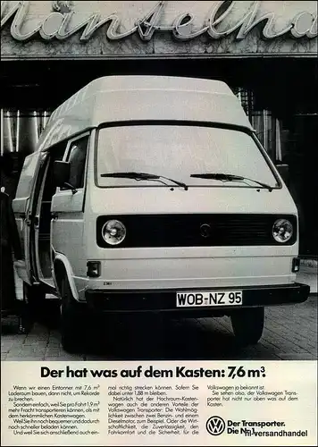VW-TRANSPORTER-KASTEN-´81-Reklame-Werbung-genuine Advert-La publicité-nl-Versand